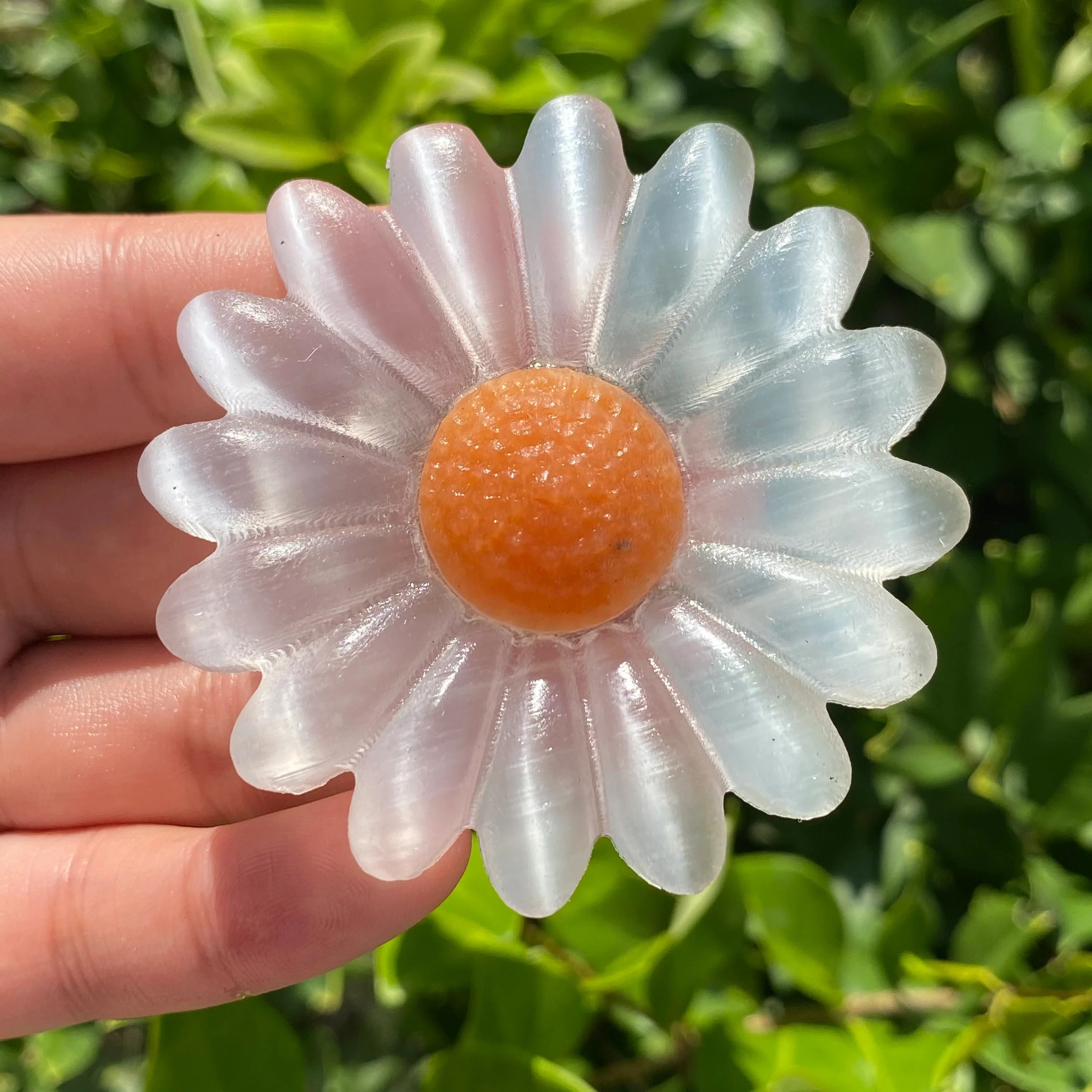 Selenite Daisy Crystal Ornament 4