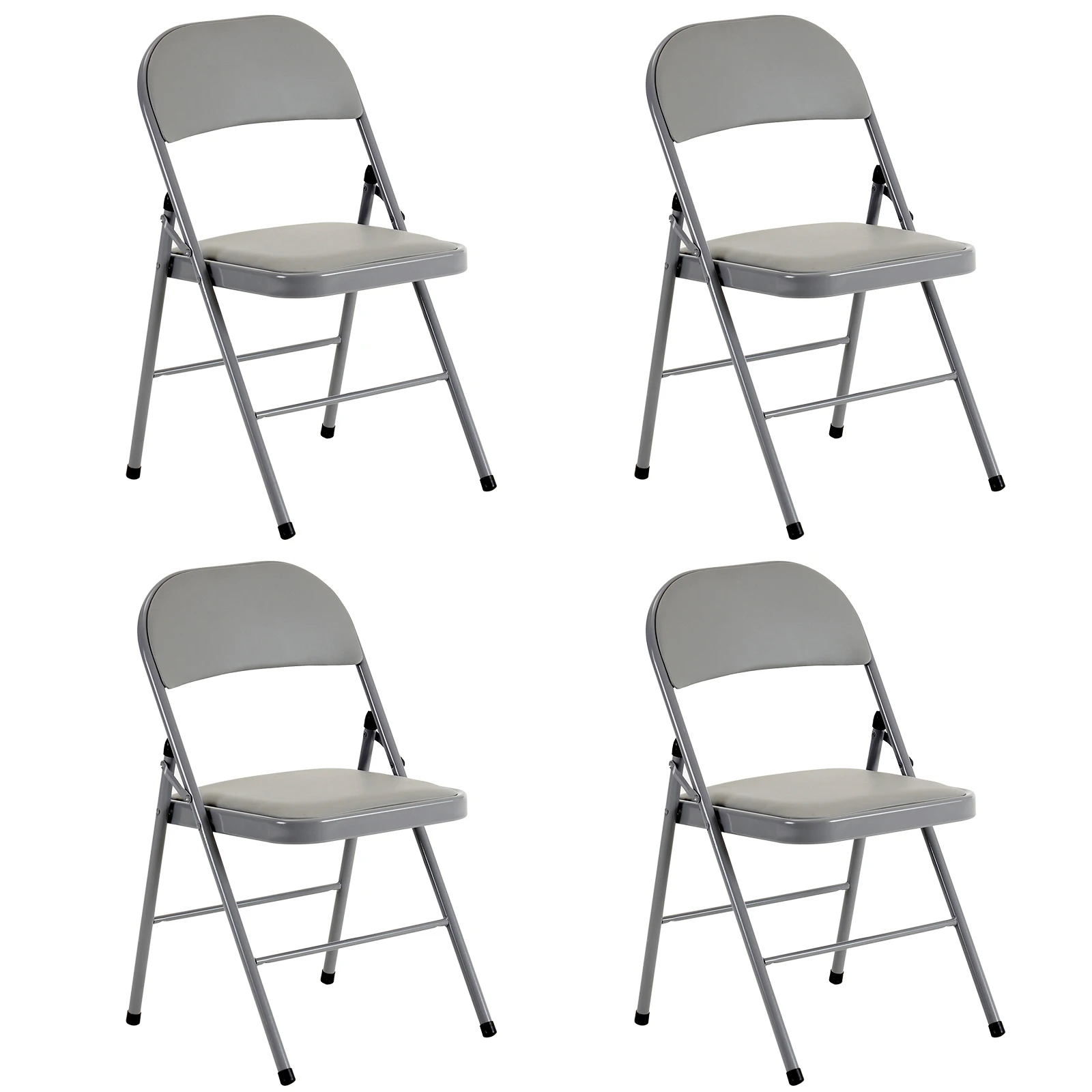 

4pcs Elegant Foldable Iron & PVC Chairs for Convention & Exhibition Gray