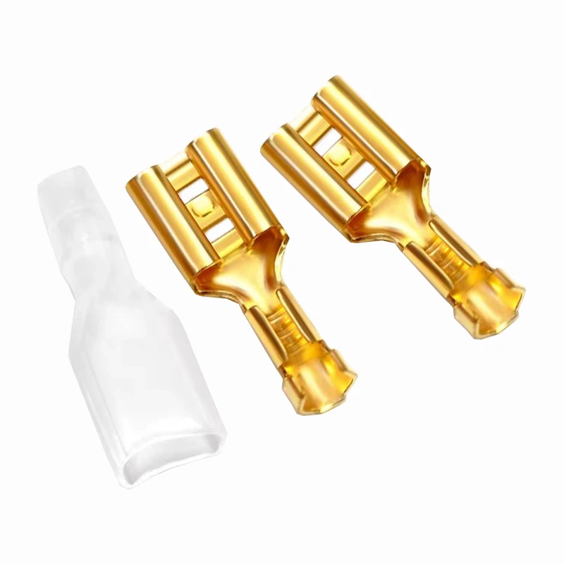 Wire connector terminals 100Pcs/Lot 2.8/4.8/6.3mm female and male crimp brass car speaker electric wire with insulating sheath