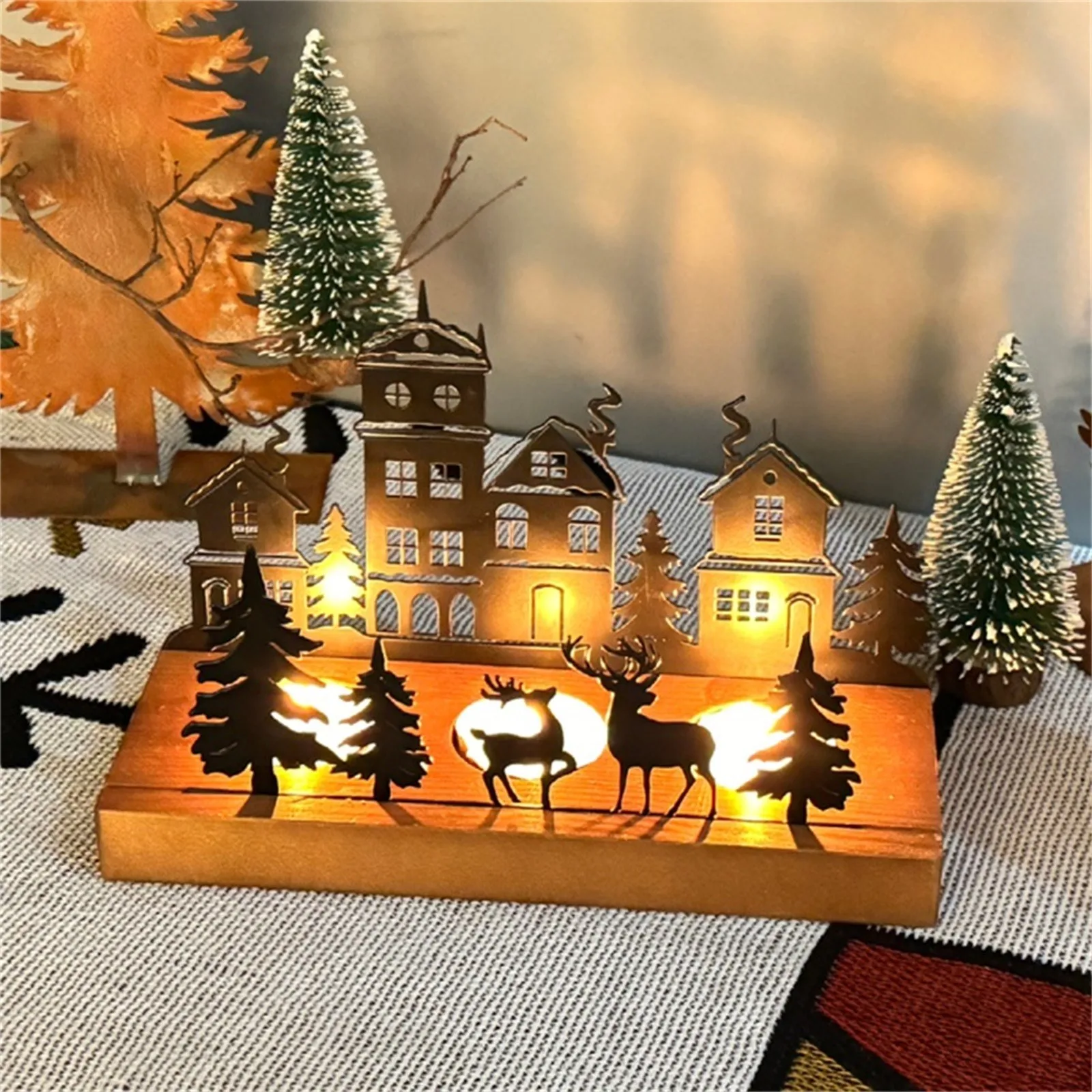 for Wedding Advent Candle Holder Advent Wreath Tea Light Holder Candle Holder Christmas Candle Tray Metal With Wooden Candle Tin