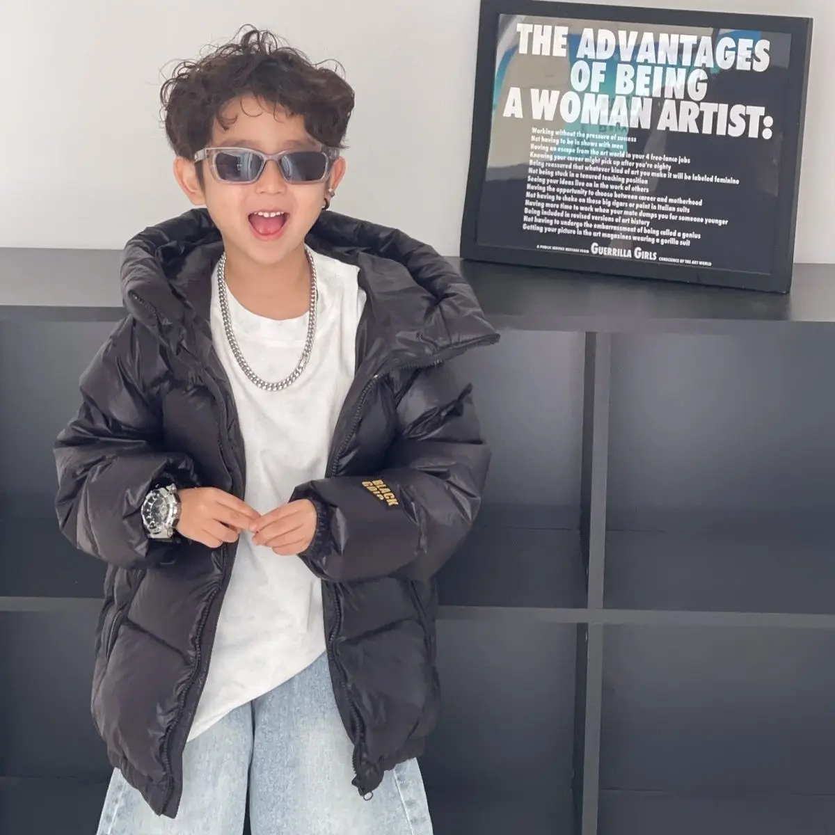 Winter High Quality Teen Boys' Thickened Warm Down Jacket Children Hooded Black White Duck Down Outerwear Letter Print 5-12 Yrs