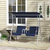 2 Person Porch Swing with Stand, Outdoor Swing with Canopy, Pivot Storage Table, 2 Cup Holders, Cushions for Patio, Backyard 1