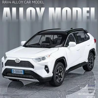 New 1:32 Toyota RAV4 SUV 2023 Alloy Die Cast Toy Car Model Sound and Light Pull Back Children's Toy Collectibles Birthday Gft 1