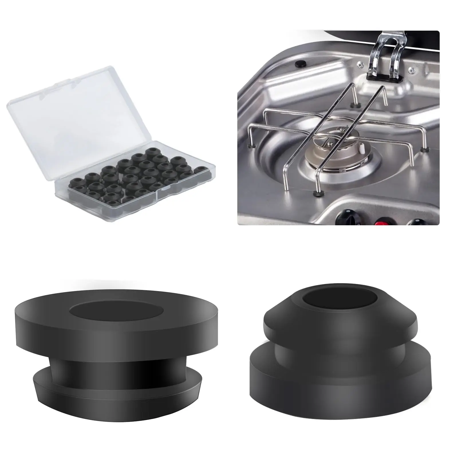 30pk Rubber Grommets - 5mm Pot Supports for Dometic/Smev Stoves