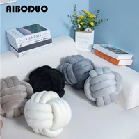 Nordic Hand-woven Three-strand Rope Round Ball Pillow Home Decoration Crystal Velvet Knot Ball Pillow 1