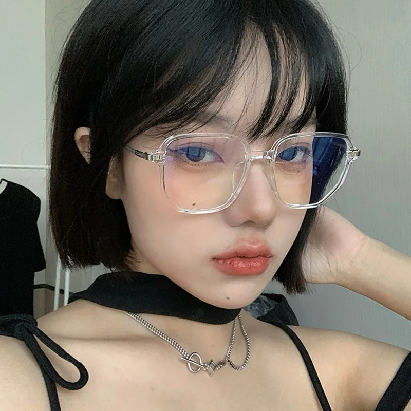 

Retro TR Large Glasses Frame Girl Ins No Makeup Plain Glasses Men Eyewear Cute Decorative Computer Glasses