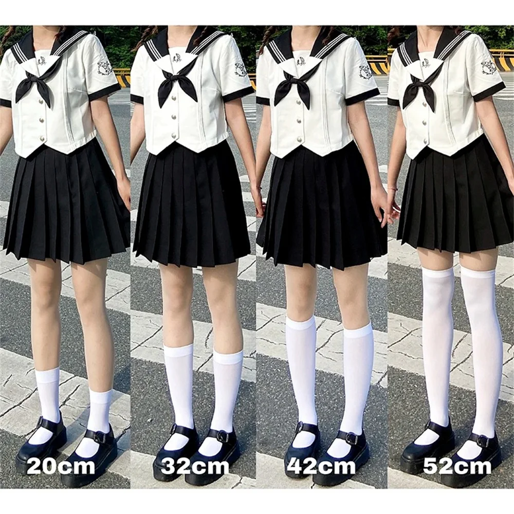

JK Lolita Sexy Women Stockings Kawaii Over Knee Thigh High Solid Color Black White Long Socks Japan Style Girl Compression Socks