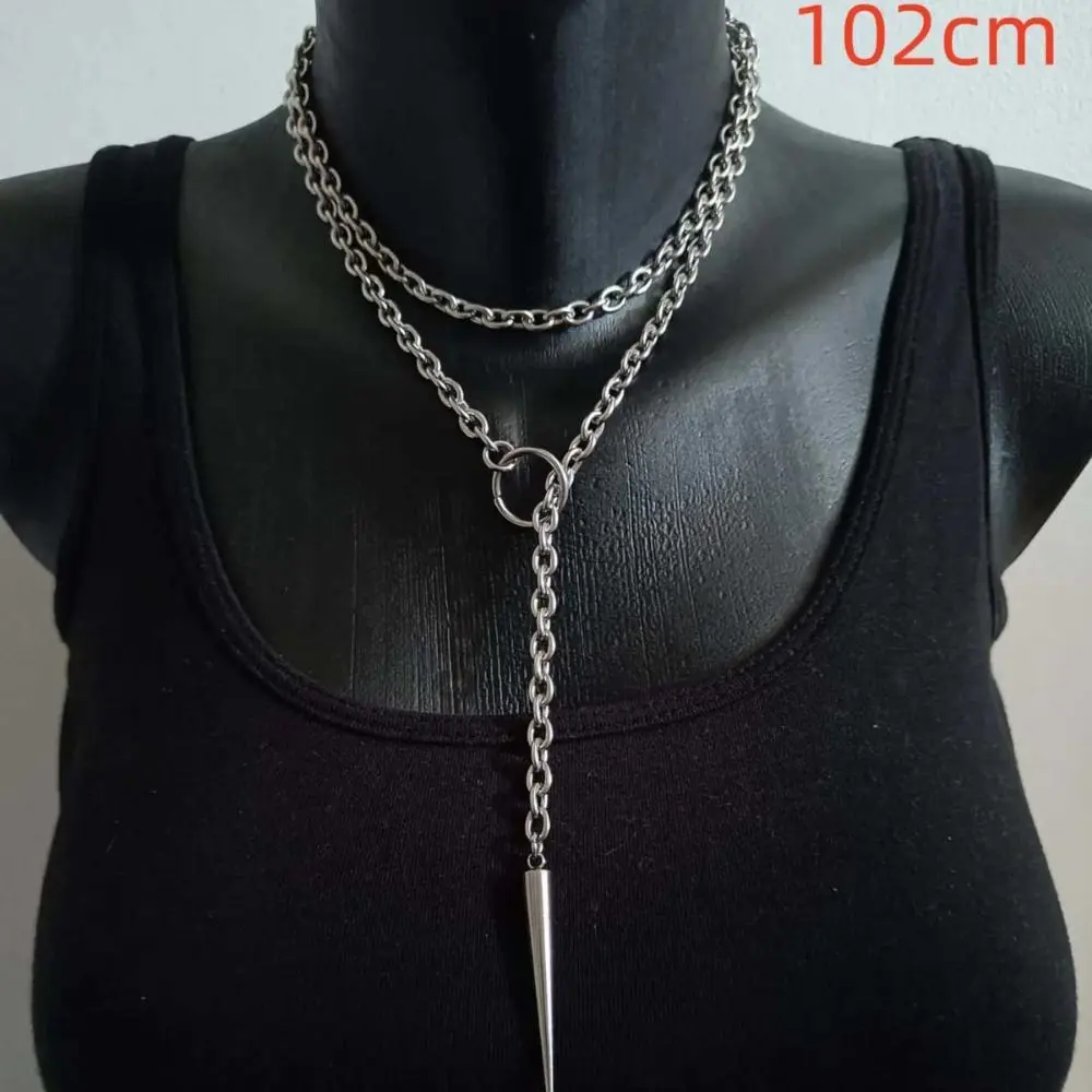 New Punk Stud Necklace Gothic Exaggeration Bat Pendant Necklace Long Clavicle Chain Jewelry