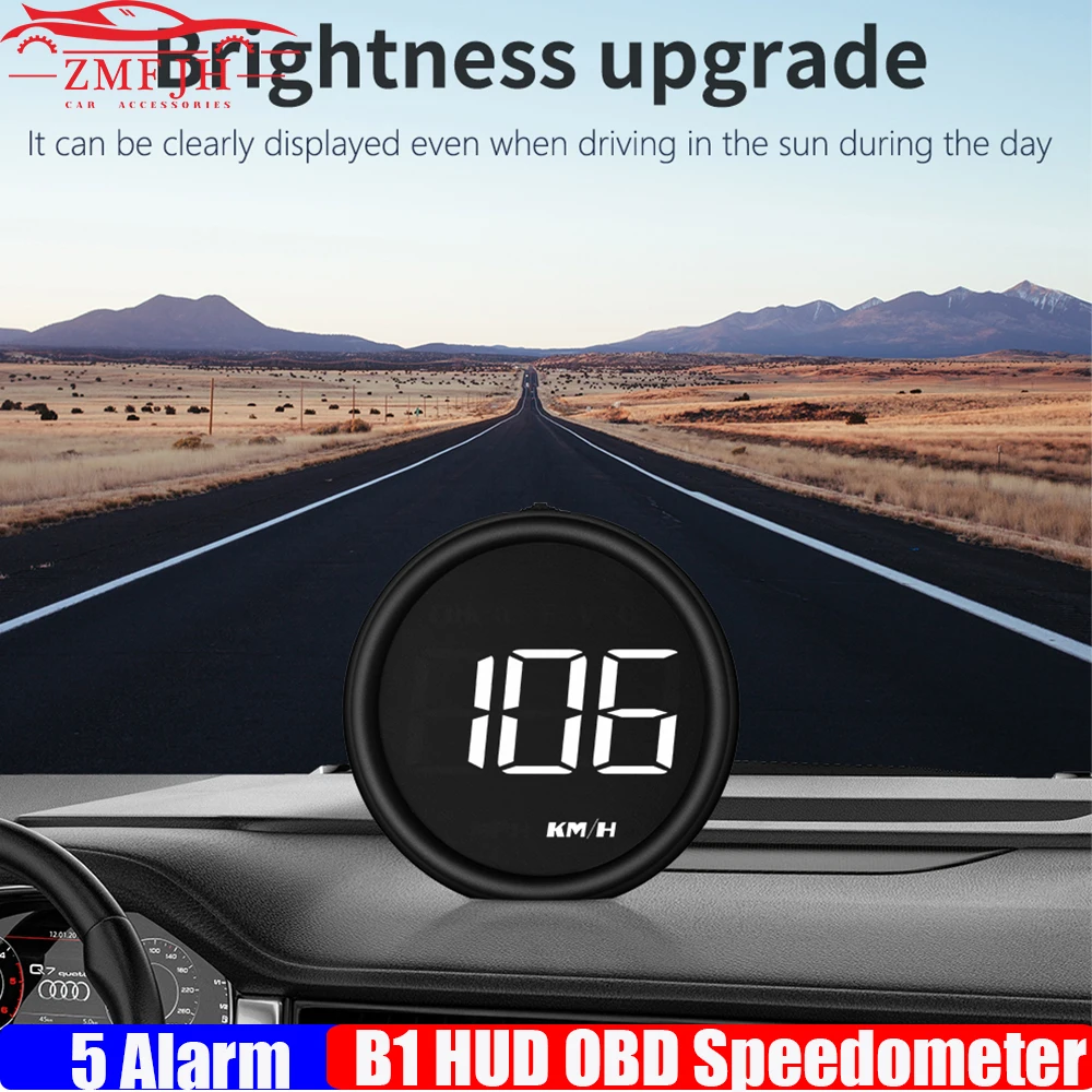 OBD2 HUD Projector Head Up Display OBD2 HUD Display New OBD2 B1 HUD Car Head Up Display Projector Alarm OBD Auto Fuel Consumption Speedometer Water Temperature Gauge Voltmeter