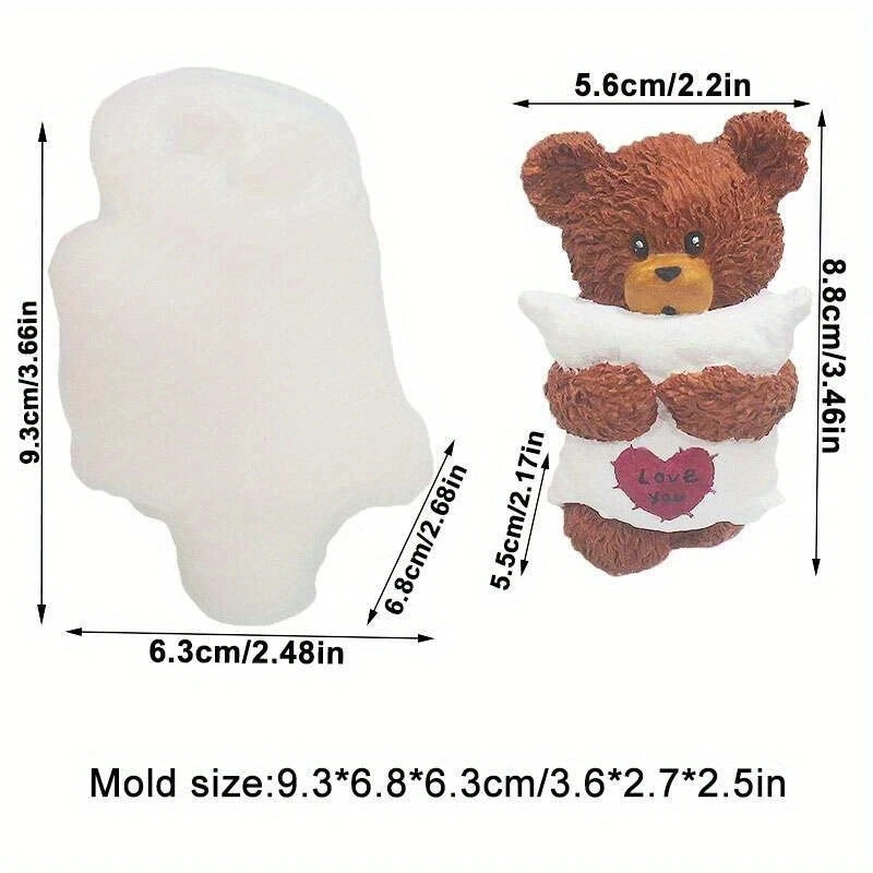 Schneemann-Geschenk mit Blumenbär Silikonform für Eiswürfel, Getränke, Schokolade, Gel, Kerzen, Gips-Ornamente – Detail 5