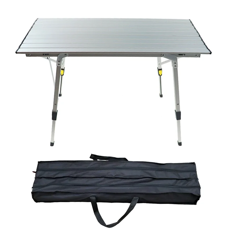 TIMBER RIDGE Mesa plegable de campamento de altura ajustable, mesa  enrollable de aluminio ligero para 4 a 6 personas, para campamento, al aire  libre
