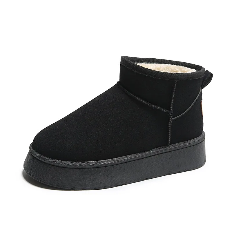 Women Winter Snow Boots Thick Plush Platform Fur Cotton Shoes Woman Suede Slip-On Ankle Botas Padded Shoes Couple women snow boots