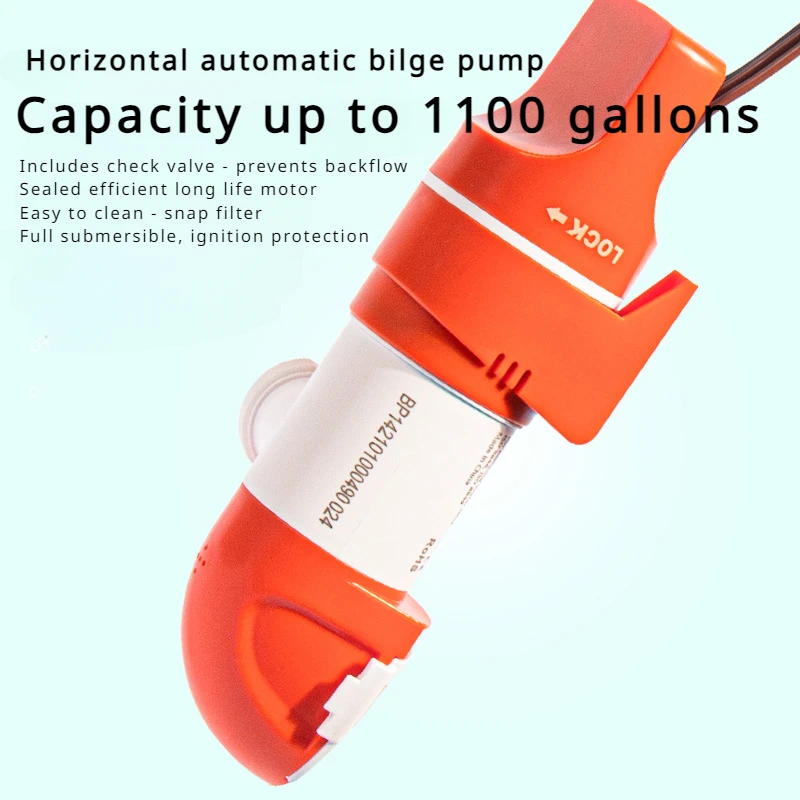 SEAFLO 빌지 펌프, 자동 보트 해양 워터 펌프, 로우 프로파일, 12V, 1100GPH