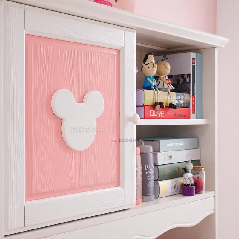Modern Simple Solid Wood Household Children's Desk Girl Liked Small Apartment Creative Writing Desk And Bookcase Combination