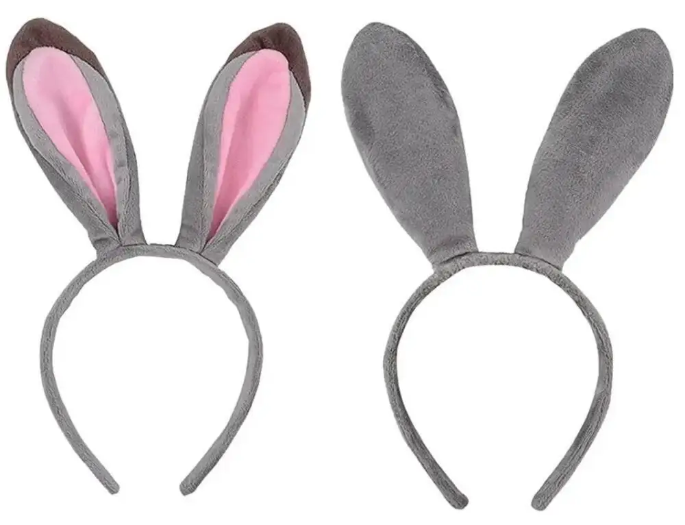 Bunny Girl Stirnband Cosplay Hasenohren Graue Plüsch-Ohrringe Kopfschmuck Biegbare Ohrringe Haarbänder Weihnachtsgeschenk Verkleidung – Detail 21