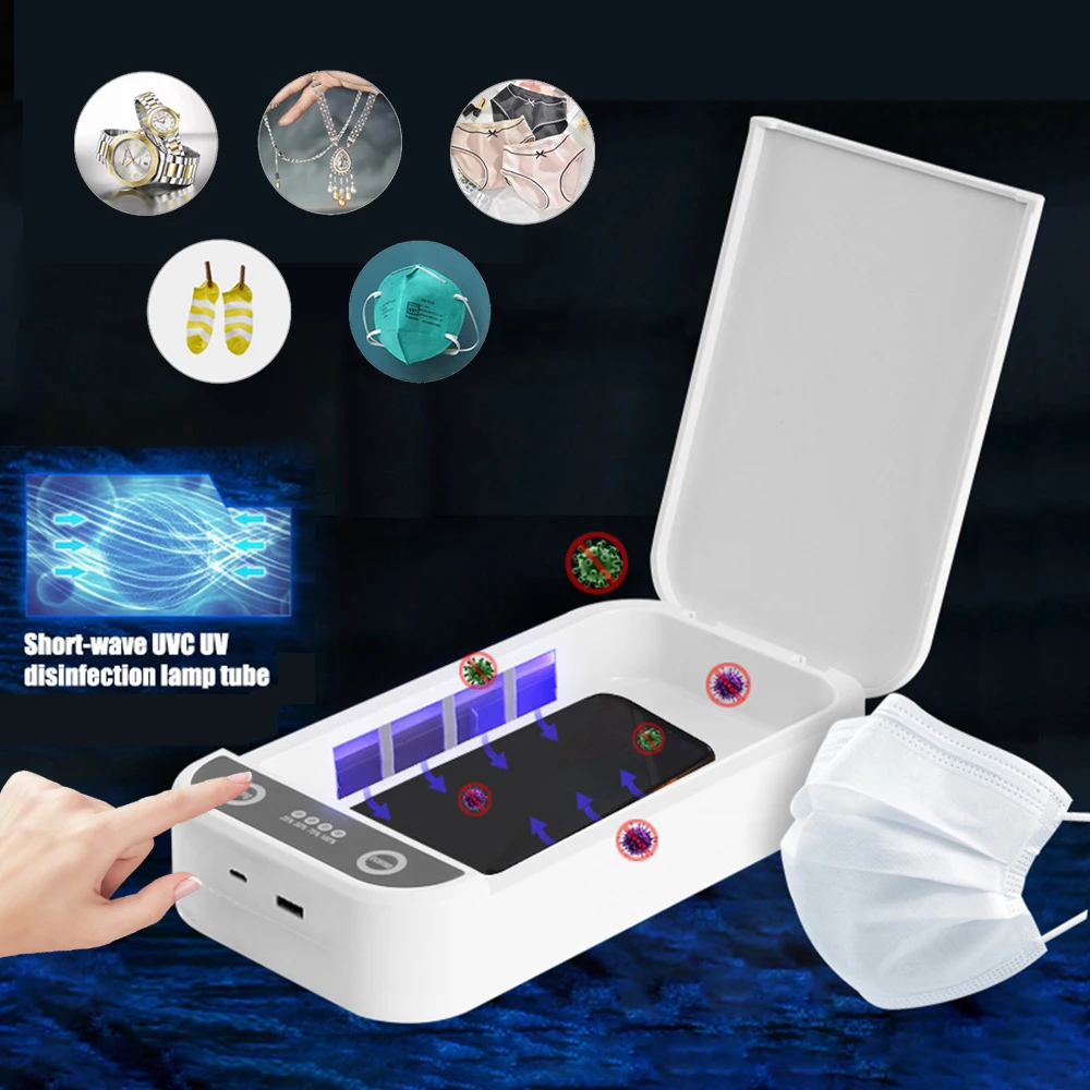 Mobile Phone Charger Disinfection Box UV 9W Multifunctional Wireless Fully Sealed White Cleaning