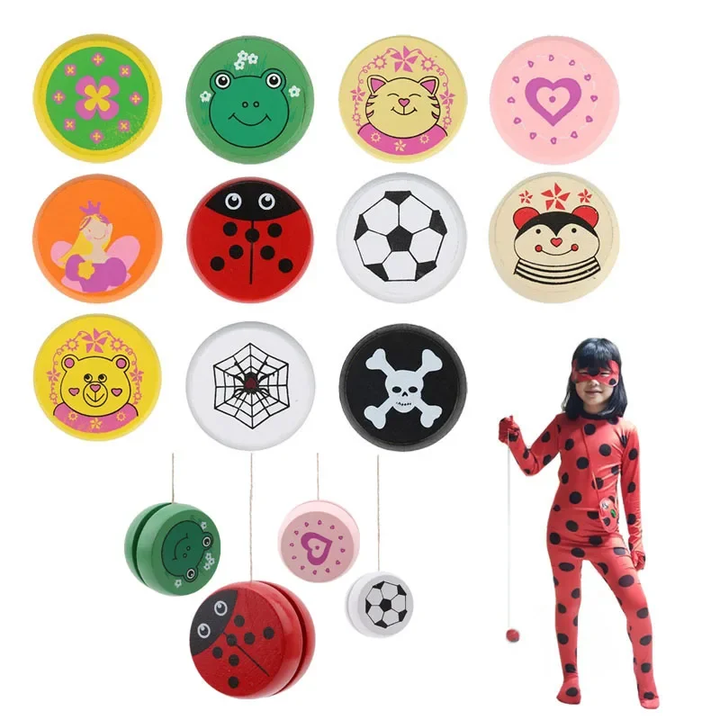 Yoyo Ball Cute Cartoon Animal Prints Ladybug Toys Kids Yo-Yo Ball Creative Yo Yo Toys Child's Favorite Wooden Yoyo Childhood Toy