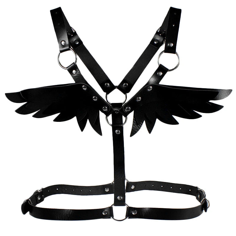 Sexy Lingerie Leather Harness Angel Wing Gothic Vitality Harajuku Waist ...