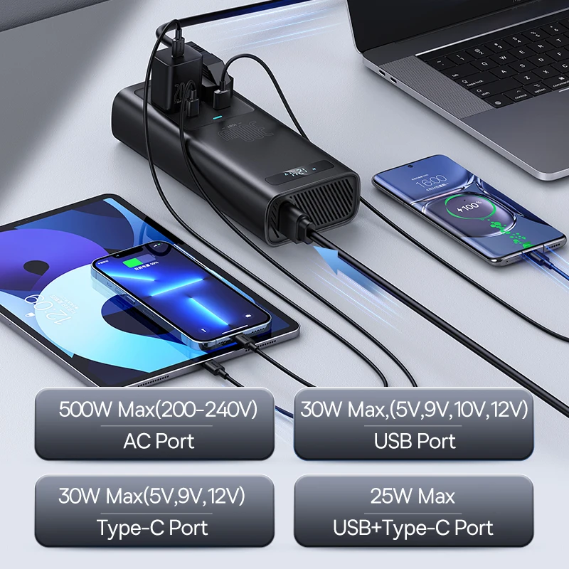Inversor de Corriente para Auto de 12v a 220v USB 500w Cargador