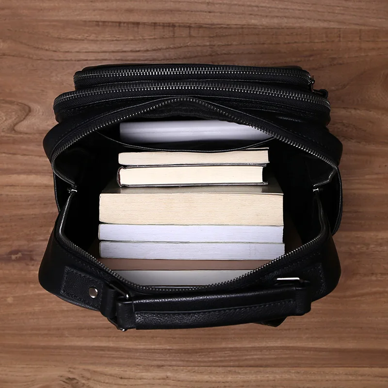 Leather Double Shoulder Baotou Layer Cowhide Backpack Men's Business Computer Bag New Leisure All-Match Travel Schoolbag 5