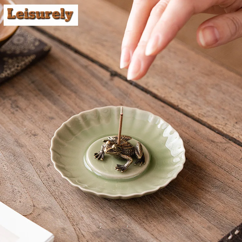 Antique Frog Three Star Mound Incense Holder Mist Smoking Steamers Incense Burners Consecrate Censer Chinese Tea Set Ornaments