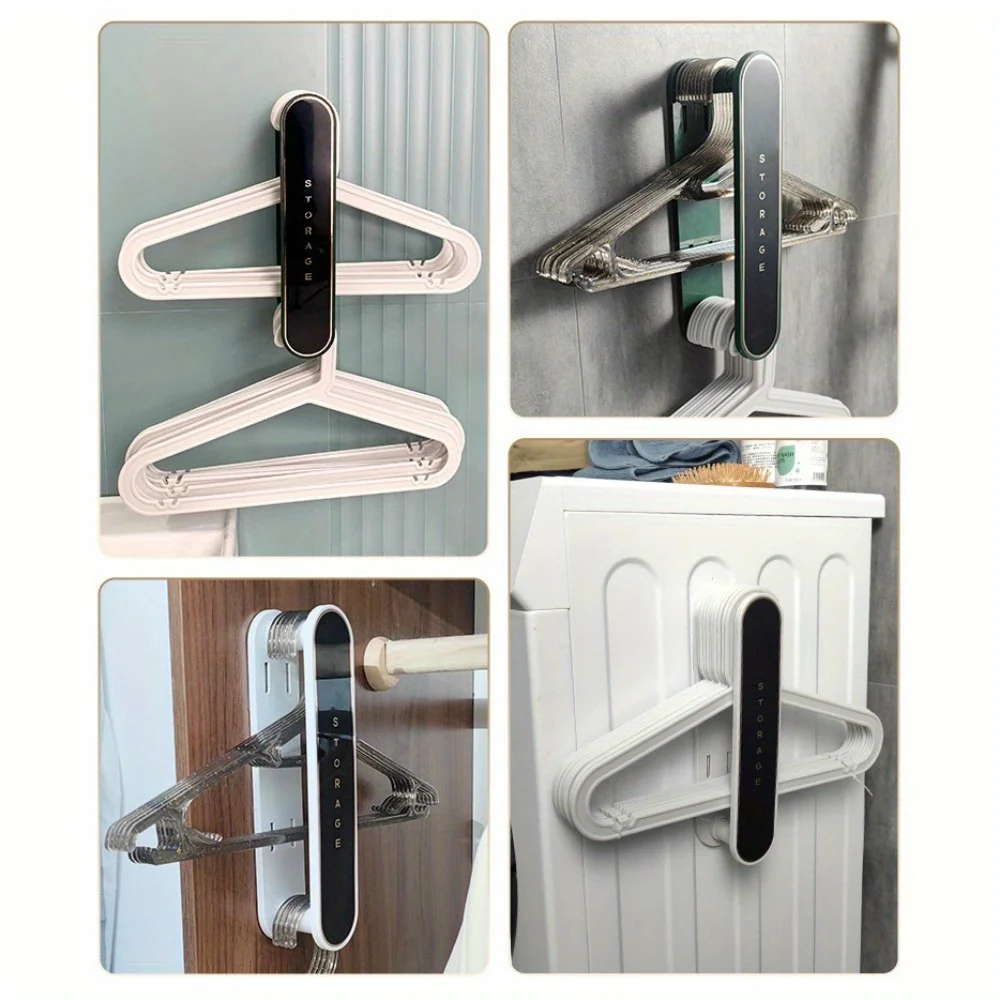 Telescopic Punching-free Wall-mounted Hanger Storage Rack Balcony Hanger Storage Artifact Bathroom Finishing Rack 4