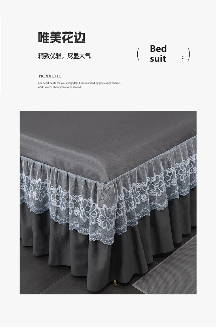 Description Picture 6 of itemBed Linen Bedspread Wrap Around Solid Microfiber Luxury Hotel Quality Fabric Bedroom Gathered Lace Ruffled Bedding Bed Skirt