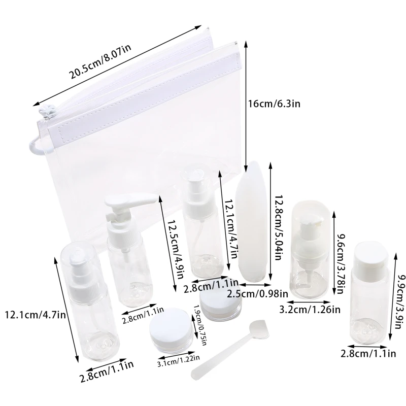 Bottiglia da viaggio portatile a prova di perdite da 90ml/3oz