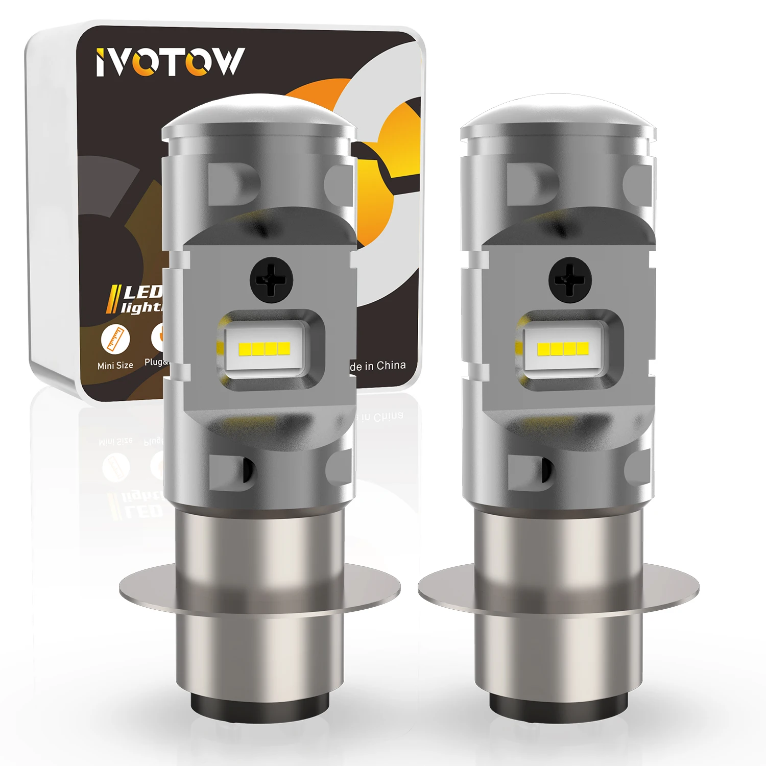 

IVOTOW P15D H6M LED Headlight Bulb ATV Motorcycle 6000K White 12V P15D-25-1 Base Hi/lo Beam Headlamp Light Kit(1 Pair)