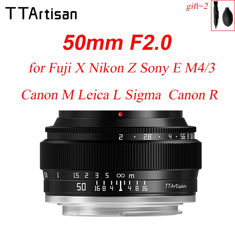Ttartisan 50Mm F2 Full Fame Prime Lens Per Sony E Mount Fujifilm Xf Canon Efm Eos M Leica L Nikon Z Panasonic Olympus M43 Camera