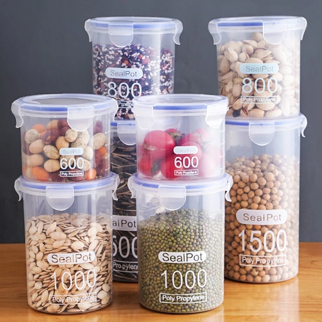 Plastic Storage Containers for Cereals Dry Food Storage Box for Sugar Flour  Jars for Bulk Cereals Kitchen Storage with Labels - AliExpress