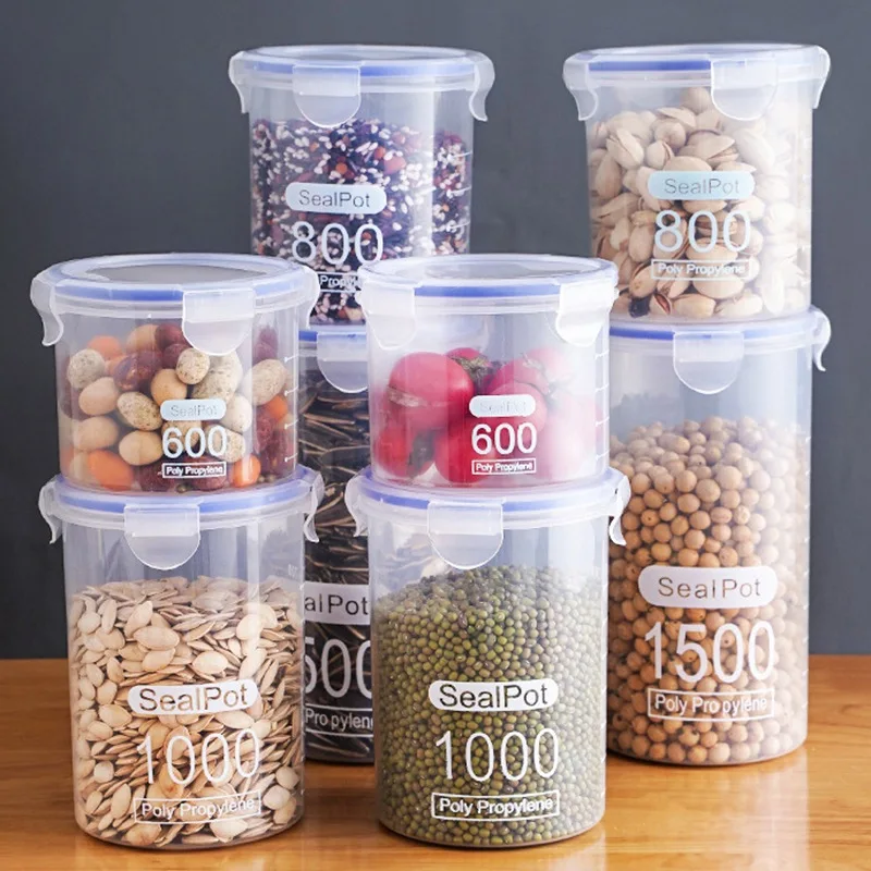 Airtight Food Storage Container Plastic Clear Jars With Easy Lock Lid  Kitchen Pantry Organizer Spaghetti Cereals Storage Bin - Bottles,jars &  Boxes - AliExpress