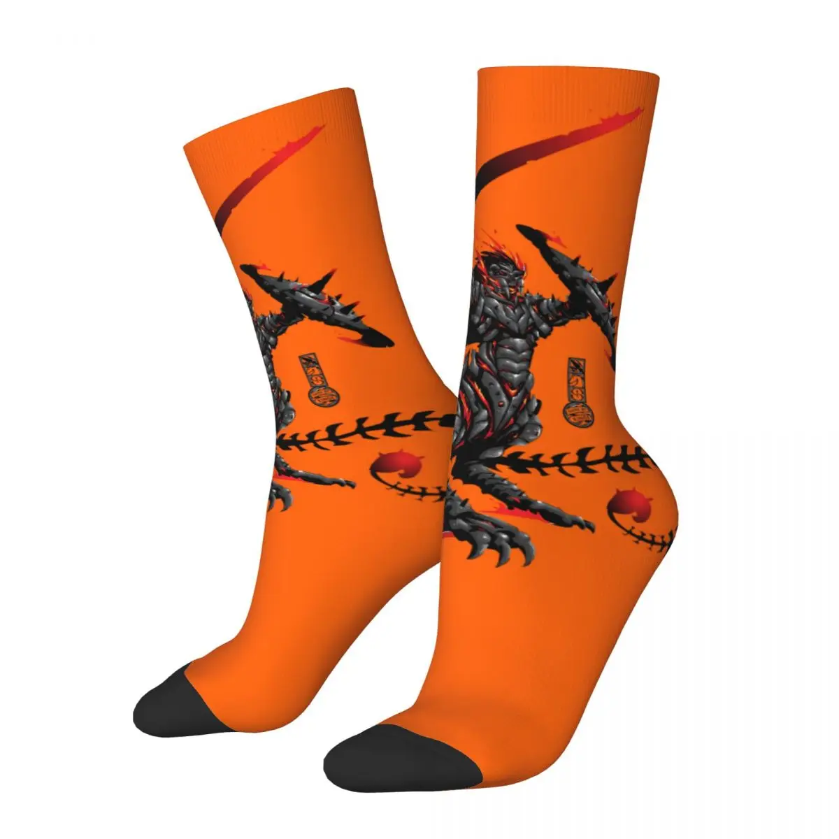 Calzino Pazzo Per Uomo Wave Two Hip Hop Harajuku Knight Of The Skull Cartoon Seamless Pattern Boys Crew Compression Sock Casual