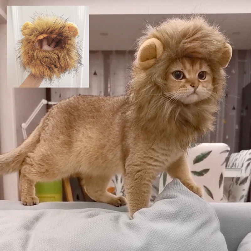 Cute Lion Mane Cat Wig Hat For Dogs And Cat Small Dog Pet Cat