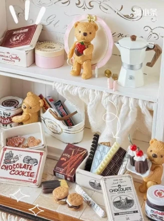 Doll House French Tableware Light Vase Model Miniature Tabletop Display Mini Bear Cracker Barrel Chocolate Box Bryce Display Bjd 2