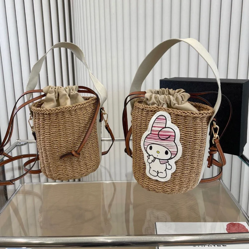 

2023 New Style Round Straw Tote Raffia Round Barrel Straw Woven Crossbody Bag Handbags Women Bags Designer Beach Bag For Women
