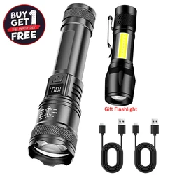 Compact LED Flashlight with Built - In Rechargeable Battery and Clip (Set A)