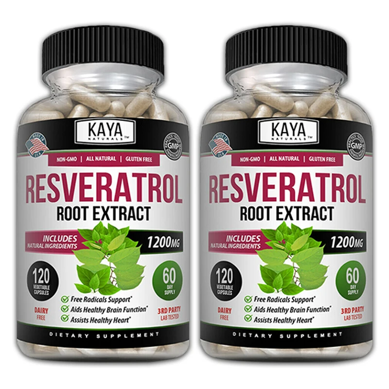 Resveratrol Supplement Resveratrol 1200 Mg Antioxidant 120 Capsules Supports Healthy Aging Immunity Brain Enhancement Heart