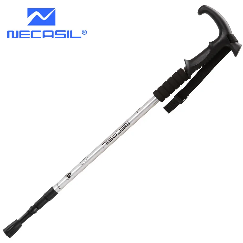 NECASIL G201 Trekking Pole Hiking Stick 3-section Ultra Light Aluminum  Alloy Tungsten Steel Tip Walking Stick T-Type Damping