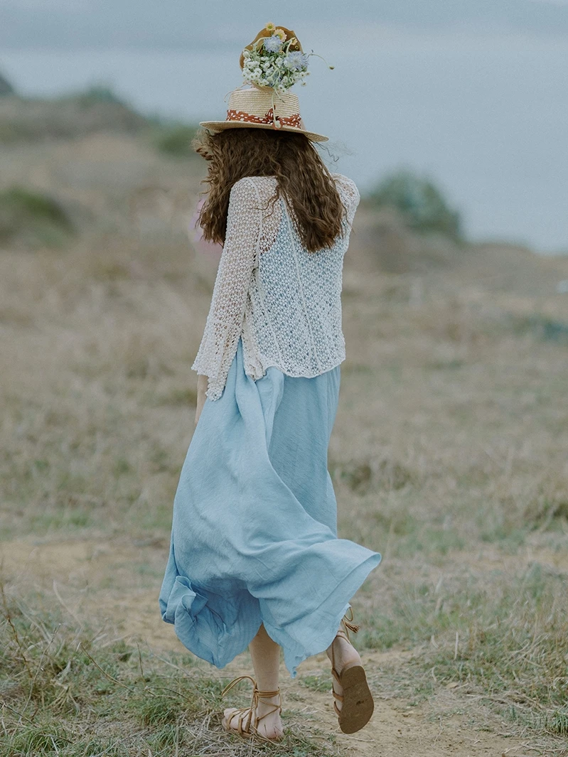 OUMEA 여성용 코튼 크로셰 가디건, 여름 해변 커버, 가리비 가장자리 플레어 슬리브, 캐주얼 레트로 할로우 아웃 보헤미안 탑