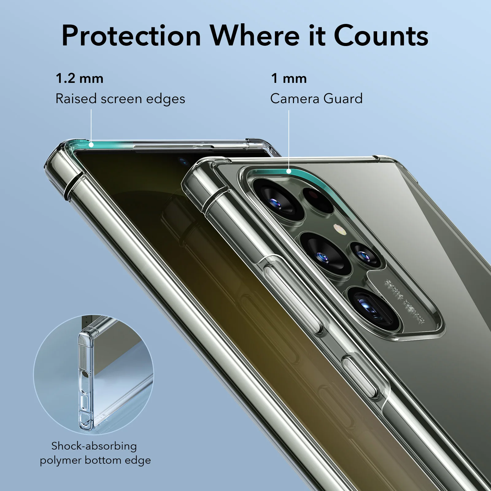 ESR Galaxy S23 Ultra Krystec Clear Case Our clearest case ever, made almost completely from ultra-clear polycarbonate 18 S926397cc87994bfd80dc69be4c40808fE