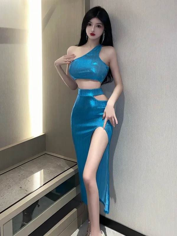 피로연드레스 글래머러스한 단장 브라와 매혹적인 헬트 힙 랩 하프 드레스 세트, 매혹적인 열정, 섹시한 소녀 패션, 콜미션, 최신상