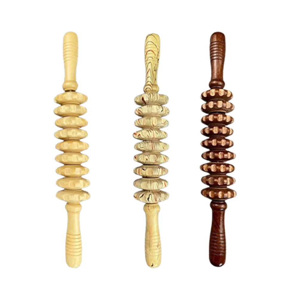 Wooden Therapy Massager Roller Trigger Point Massager Stick for Fascia Cellulite Muscle & Abdomen Body, Muscle Belly Relief Tool