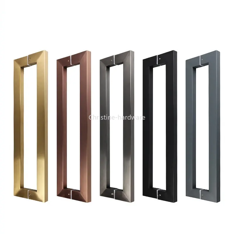 Custom Glass Door Square Handle Light Rose Gold Wooden Stainless Steel Cabinet Handle Big Handle 400MM