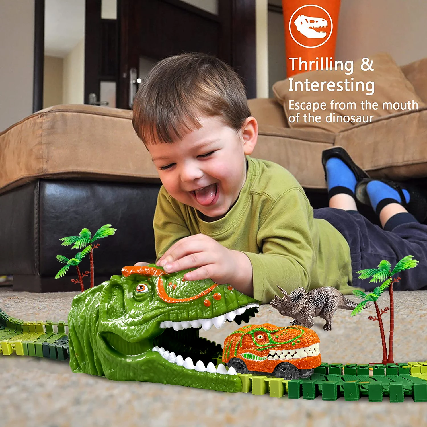 Juguetes de dinosaurios para niños, crea tu propia pista de carreras del  mundo de dinosaurios, pistas de carrera flexibles para niños y niñas de 3 4  5 6 7 8 años - AliExpress