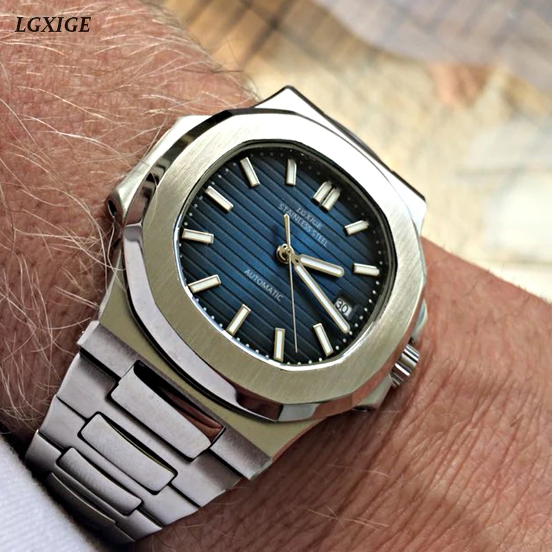 LGXIGE Top Brand Luxury Men Automatic Mechanical Watch Sports Male Military wrist Watch Steel Luminous Hand AAA  Wristwatch