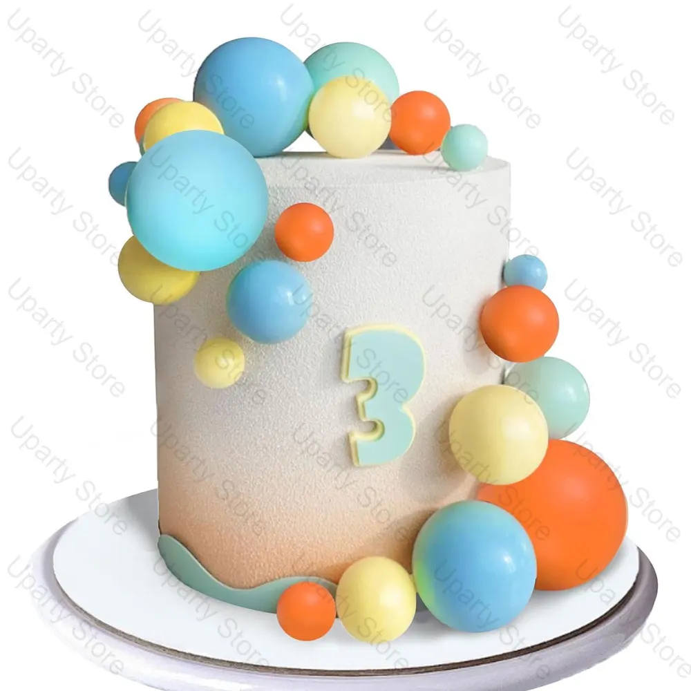 Blue Orange Balls Cake Toppers Yellow Orange Blue Ceramic Rainbow Cake Topper 1 Set For Baby Shower Birthday Decor Favor For party decorations,birthday party supplies,cake topper,cake decorations,cake toppers