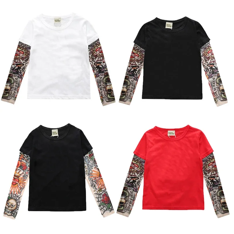 Toddler Boys Cotton T Shirt Tattoo Sleeve Tee Kids T-Shirt Tops Baby Boy Pullover Clothes Newborn Infant Ontfit 1-7Years 2