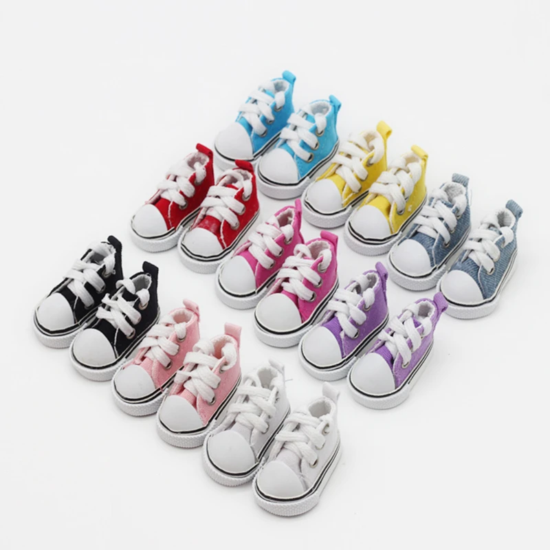 New 1/6 BJD Doll Shoes Handmade 5 CM Shoes for Dolls Mini Canvas Shoelace Doll Play House Dress Up Accessories Children Toy Gift 2