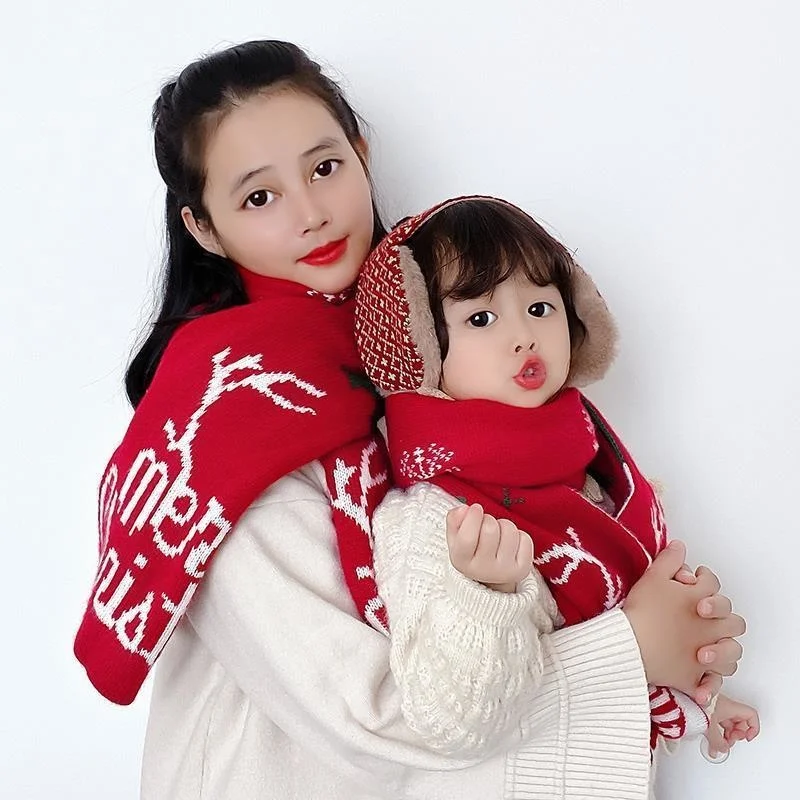 Christmas Gift Red Deer Scarf Female Autumn Winter Warm Versatile Student Couple Korean Version New Year Neck Scarf